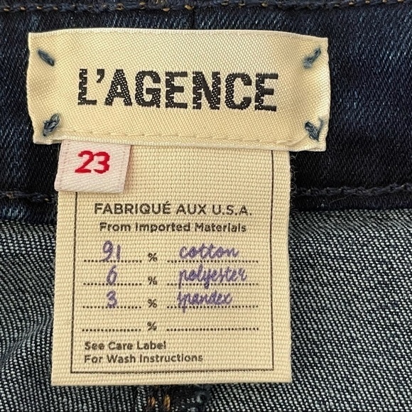 L'Agence Lenna Cropped Baby Flare Mid Rise Denim Dark Wash Jean Size 23 - Picture 12 of 15